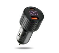 everActive CC-50Q - Caricabatterie da auto da 75 W, USB-C Power Delivery & USB-A QC 3.0, caricabatterie rapido per smartphone, tablet e laptop, voltmetro LED, 12-24 V