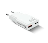 everActive GaN SC-380Q - Caricatore super sottile, 2 porte con USB-C PD 30 W e USB QC 3.0, compatto e veloce