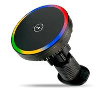 everActive MC-W15 Pro - Supporto magnetico per cellulare da auto con caricatore a induzione da 15 W, compatibile con MagSafe, raffreddamento attivo, super magneti 12N, rotazione a 360°, LED RGB