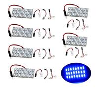 EverBrightt 6-Pack blu 5730 24SMD pannello cupola luce Auto auto tronco lampadina Led 12V DC con T10 / BA9S / Festoon adattatori