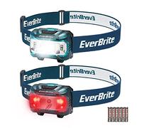 EverBrite Lampada Frontale LED da 2 Pezzi, Torcia Frontale 200 Lumen con 5 Modalità di Luce Bianca/Rossa/Verde, Lampade da Testa con Angoli di Luce Regolabili a 65° per Campeggio, Corsa, Pesca (Blu)
