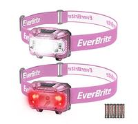 EverBrite Lampada Frontale LED da 2 Pezzi, Torcia Frontale 200 Lumen con 5 Modalità di Luce Bianca/Rossa/Verde, Lampade da Testa con Angoli di Luce Regolabili a 65° per Campeggio, Corsa, Pesca (Rosa)