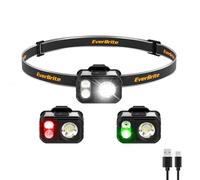 EverBrite Lampada Frontale LED Ricaricabile, 45g Ultra Leggera, IP67 Impermeabile, 7 Modalità con Clip, Luce Rossa & Verde, Mini Frontale per Jogging, Escursionismo, Campeggio, Grigio