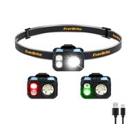 EverBrite Lampada Frontale LED Ricaricabile, 45g Ultra Leggera, IP67 Impermeabile, 7 Modalità con Clip, Luce Rossa & Verde, Mini Frontale per Jogging, Escursionismo, Campeggio, Blu