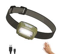 EverBrite Lampada Frontale LED Ricaricabile USB, Torcia Frontale 350 Lumen, 4 Modalità di Luce, Sensore di Movimento, Lampade da Testa con Angoli Regolabili a 45° per Campeggio, Corsa, Pesca (Verde)