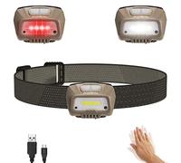 EverBrite Lampada Frontale LED Ricaricabile USB, Torcia Frontale 350 Lumen, 4 Modalità di Luce, Sensore di Movimento, Lampade da Testa con Angoli Regolabili a 45° per Campeggio, Corsa, Pesca (Cachi)