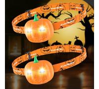 EverBrite Lampada Frontale per zucca di Halloween 2 pezzi, Lampada da testa Tutti i Santi Regali di Halloween, 2 Modalità Lampada da testa a LED per escursioni notturne e festa