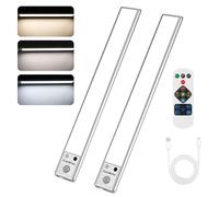 EverBrite Luce LED 2 Pezzi con Sensore di Movimento, Ricaricabile con Telecomando, 78 LED, 3 Modalità, Batteria 2200mAh, Luce Regolabile 3000K/4000K/6500K, per Armadio, Scala, Cucina, Corridoio