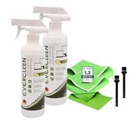 EVERCLEEN Screen Cleaner Pro pulizia dello schermo 2x 500ml + 2x panno in microfibra. Pulitore vegano e ecologico "Made in Germany" per TV, PC, laptop, tablet, display, occhiali e smartphone.…