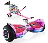 EVERCROSS EV2 Hoverboards con Sedile - 5,2 Ah Batteria, 15 km/h, Musica Bluetooth, Luci a Pedale a 7 Colori, Limite Peso 85KG, Hover board con Hoverkart per Bambini, Ragazzi e Adulti Rosa