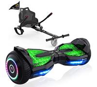 EVERCROSS EV2 Hoverboards con Sedile - 5,2 Ah Batteria, 15 km/h, Musica Bluetooth, Luci a Pedale a 7 Colori, Limite Peso 85KG, Hover board con Hoverkart per Bambini, Ragazzi e Adulti Nero