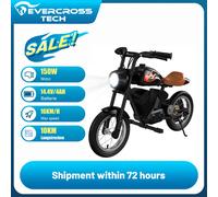 EVERCROSS TECH EV08M Moto Elettrica per Bambini, 150W Motore, Velocità 8/16km/h, 10 km Autonomia, Pneumatici da 12", Design Vintage per Bambini 3-10 Anni