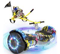 EVERCROSS XP9 Hoverboards con Sedile 6,5'', Overboard con Hoverkart per Bambini e Adulti, Hoverboards con musica Bluetooth e luci a LED, Batteria 4 AH, Max 15 km/h, 7KG Overboard con 5,6KG Seduta
