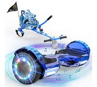 EVERCROSS XP9 Hoverboards con Sedile 6,5'', Overboard con Hoverkart per Bambini e Adulti, Hoverboards con musica Bluetooth e luci a LED, Batteria 4 AH, Max 15 km/h, 7KG Overboard con 5,6KG Seduta