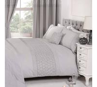 Everdean Floreale Misura Super King Set Copripiumino Ricamato - Grigio