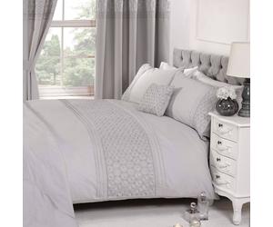 Everdean Floreale Grigio Misura Super King Set Copripiumino Lusso Letto
