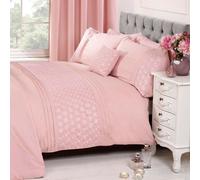 Everdean Floreale Misura Super King Set Copripiumino Ricamato - Rosa Cipria