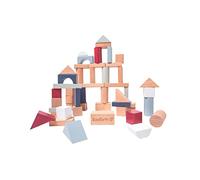 EverEarth 50 mattoncini da costruzione in legno sostenibile - Set di mattoncini color pastello per stimolare la creatività e le capacità motorie - Giocattolo educativo ecologico per bambini - EE33893