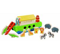 EverEarth Piccola Arca di Noè in Legno sostenibile con Accessori Inclusi - Giocattolo educativo con Colori ad Acqua ecologici e atossici per Bambini e Bambine - Set Arca di Noè EE33287