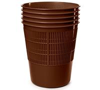 Everest Adv 5 Cestini Gettacarte e Spazzatura in Polipropilene Traforato, capacità 17 Litri | Confezione Business | Marrone