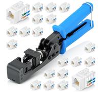 Everest Media Solutions easyJACK - Strumento di terminazione della velocità ad angolo di 90°, con 20 jack Keystone CAT6/5e angolati a 90°, colore bianco, sono disponibili ulteriori jack - (B087N7QQD2)