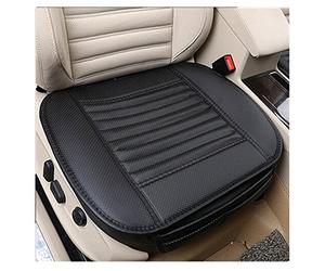 EverFabulous 2 PCS PU Cuoio bambù Stuoia del Rilievo del Cuscino della Copertura del Sedile dell'automobile per La Fornitura di Carrozzeria dell'automobile,Sede Singola Senza Schienale (Nero-2 Pezzi)