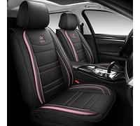 EverFabulous Coprisedili Auto in Pelle di Lusso 5 posti Set Completo Universale (Nero-Rosa)