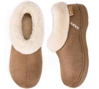 EverFoams Damen Micro Wildleder Fuzzy Plüsch Gefüttert Hausschuhe mit Cozy Memory Foam, hautfarben, 36/37 EU