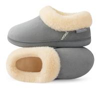 EverFoams pantofole calde e accoglienti da donna morbide in pelliccia sintetica e microsuede in schiuma di memoria per l'interno e l'esterno chiuse sul retro Colore Grigio tempesta, 36-37 EU