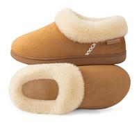 EverFoams pantofole calde e accoglienti da donna morbide in pelliccia sintetica e microsuede in schiuma di memoria per l'interno e l'esterno chiuse sul retro Marrone Cammello, 40-41 EU