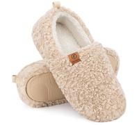 EverFoams, Pantofole da donna chiuse, felpate, soffici e comode, in shearling sintetico e memory foam, cachi, 40/41 EU