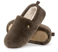 EverFoams Pantofole da donna chiuse in finta lana, morbide, leggere, antiscivolo, Marrone nocciola, 42/43 EU
