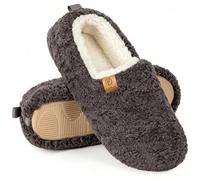 EverFoams, Pantofole da donna chiuse, pelose, morbide e comode, in shearling sintetico e memory foam, per uso in casa e in interni, Grigio scuro, 36/37 EU