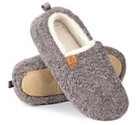 EverFoams, Pantofole da donna chiuse, pelose, morbide e comode, in shearling sintetico e memory foam, per uso in casa e in interni, Grigio, 42/43 EU