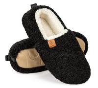 EverFoams, Pantofole da donna chiuse, pelose, morbide e comode, in shearling sintetico e memory foam, per uso in casa e in interni, Nero , 38/39 EU
