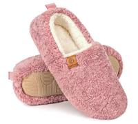 EverFoams, Pantofole da donna chiuse, pelose, morbide e comode, in shearling sintetico e memory foam, per uso in casa e in interni, rosa, 36/37 EU