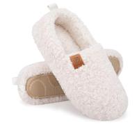 EverFoams - Pantofole da donna in memory foam calde, con fodera in finta lana, comode, antiscivolo per interno/esterno invernale, Bianco cremoso, 40/41 EU