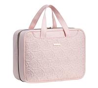 Everfun Beauty case da viaggio da appendere per donne che viaggiano con scomparto a tenuta stagna organizer per cosmetici kit dopp accessori da viaggio essenziali indispensabili, rosa, L, Trousse da