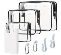 Everfunny Confezione da 3 borse trasparenti da spiaggia con 2 ganci inserti, accessori per borse Bogg per trucchi da viaggio, organizer per pennelli da toeletta, organizer per cosmetici, divisorio