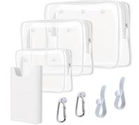 Everfunny Confezione da 3 borse trasparenti da spiaggia con 2 ganci inserti, accessori per borse da viaggio per trucchi, organizer per pennelli da toeletta, organizer per cosmetici, divisorio interno