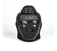 EVERGD Bruciatori a cera a forma di testa di Buddha, con cucchiaio, bruciatore per oli essenziali, aromaterapia, per yoga, spa, casa, ufficio, regalo decorativo (nero, 1)