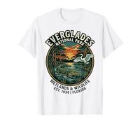 Everglades National Park Florida Retro Badge Alligator Airone Maglietta