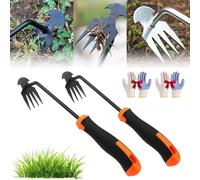 Everglowly Weeder, 2025 New Four-Tooth Weeding Tool, Manual Multifunctional Weeders Gardening Tools for Garden Farm Planting Weeding (2*Black)