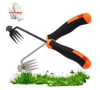 Everglowly Weeder, Everglowly Weed Puller Tool, Weed Puller Tool, 4 Teeth Weed Puller with Silicon Handle, for Gardening Backyard Farm Planting & Uprooting (Silver+Black)