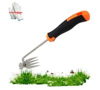 Everglowly Weeder, Everglowly Weed Puller Tool, Weed Puller Tool, 4 Teeth Weed Puller with Silicon Handle, for Gardening Backyard Farm Planting & Uprooting (Silver)