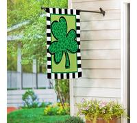 Evergreen - Bandiera per la casa in camoscio con trifoglio, 43 x 29 cm, double face, bandiere di benvenuto per esterni, porta d'ingresso, giardino, cortile