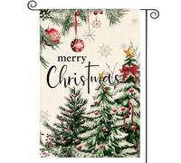 Evergreen Christmas Tree Merry Christmas Winter Bandiera Da Giardino Durevole Flag Resistente Alle Intemperie Bandiera Per Balcone Feste Giardino 30X45Cm