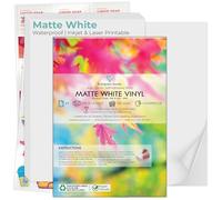 Evergreen Goods - 100 fogli di carta adesiva in vinile impermeabile formato A4, autoadesiva, colore bianco opaco, 200 g/m², stampa a getto d'inchiostro e laser, perfetti per etichette personalizzate e