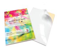 Evergreen Goods - 20 fogli di etichette autoadesive bianche lucide, formato A4, con retro adesivo, per stampanti a getto d'inchiostro e laser, etichettatura del prodotto, perfette per casa, ufficio e