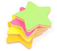 Evergreen Goods - 4 blocchetti di foglietti adesivi a forma di stella, 76 mm x 76 mm, 5 diversi colori fluorescenti, 100 fogli per blocco, autoadesivi, per ufficio, casa, scuola